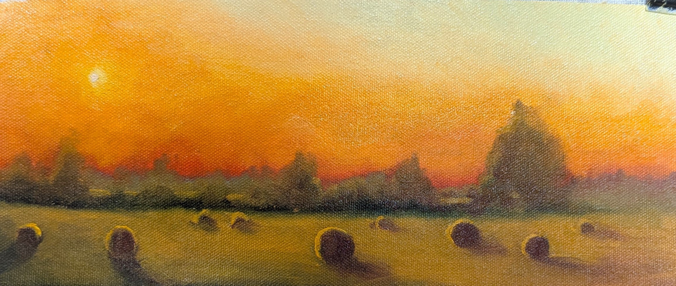 Painting an Impressionist Summer Sunset with Hay Bales
