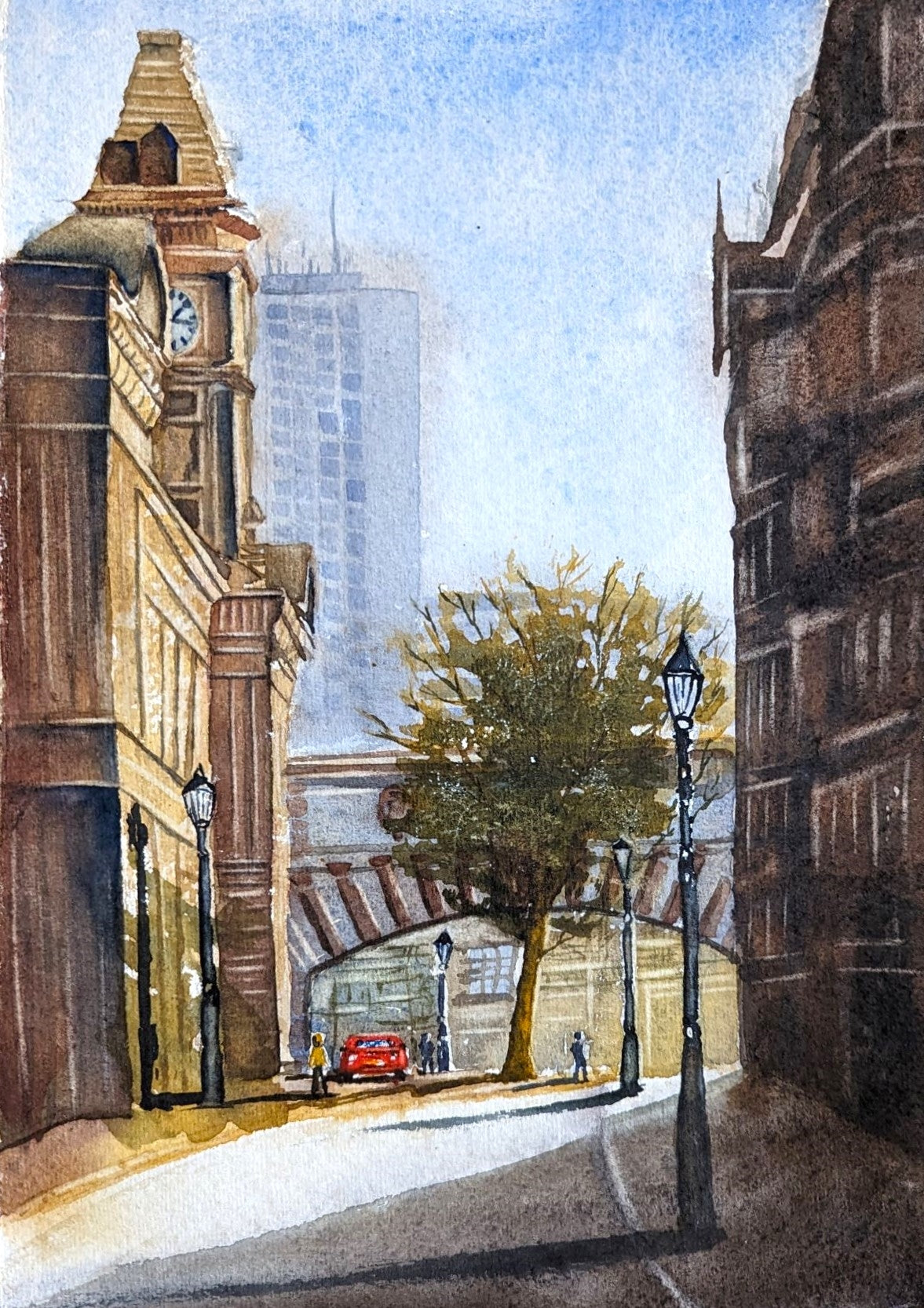 Birmingham Museum and Art Gallery from Edmund Street - limited edition fine art print by Marta Stolarska, based on original watercolour, A4 archival matt paper, edition of 50, hand signed and numbered