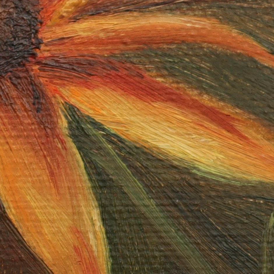 Small framed Original oil painting of Brown-Eyed Susan flowers, golden daisy-like blooms in a floral still life
