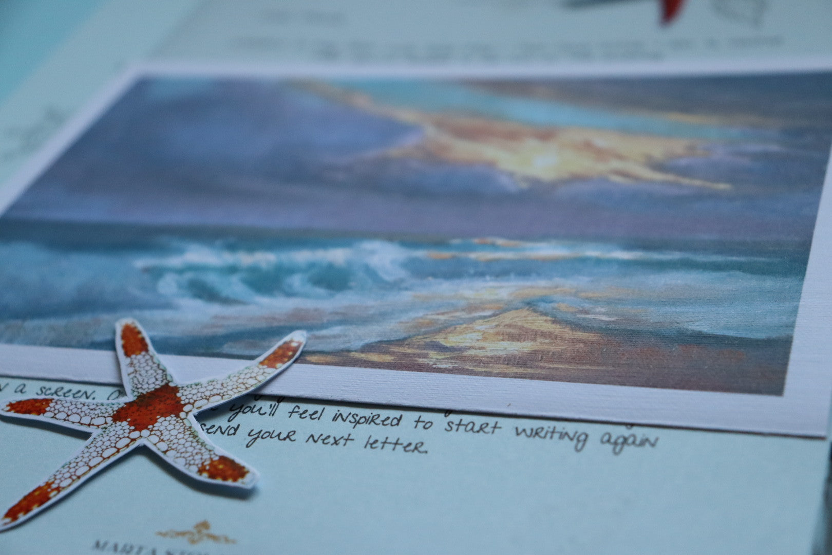 Coastal Mail Club original art subscription, receive original coastal artwork by post from Marta Stolarska. Greeting card, fine art print, stickers, stationery