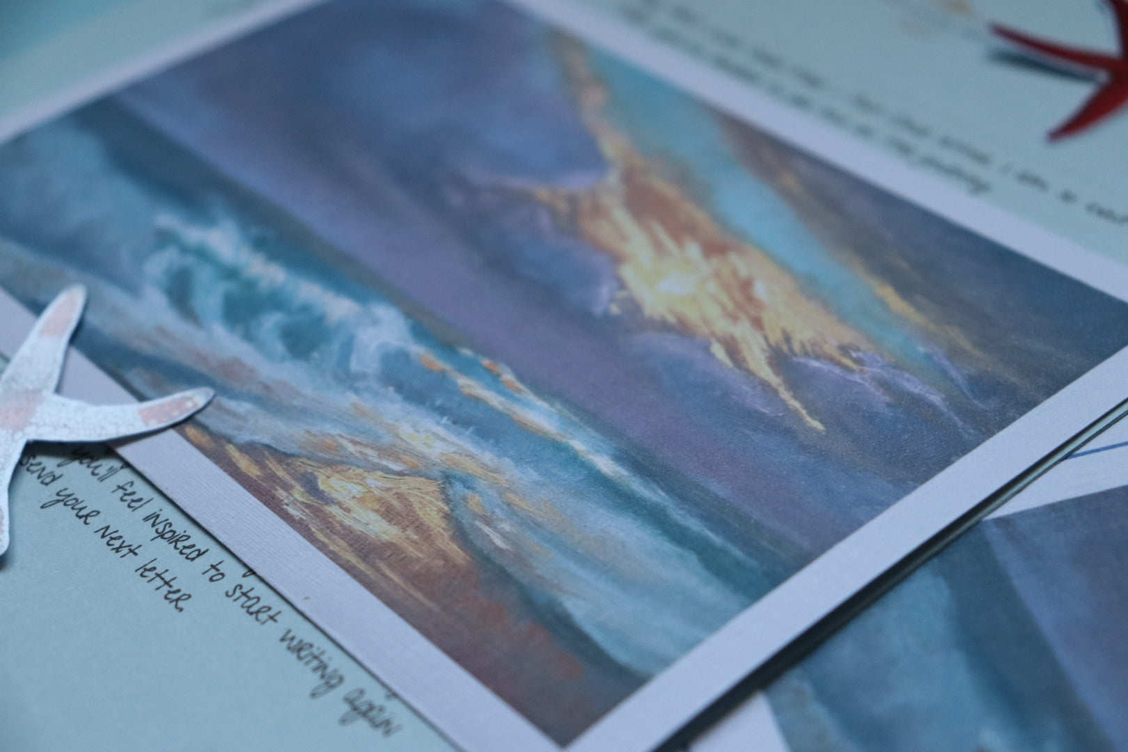Coastal Mail Club original art subscription, receive original coastal artwork by post from Marta Stolarska. Greeting card, fine art print, stickers, stationery