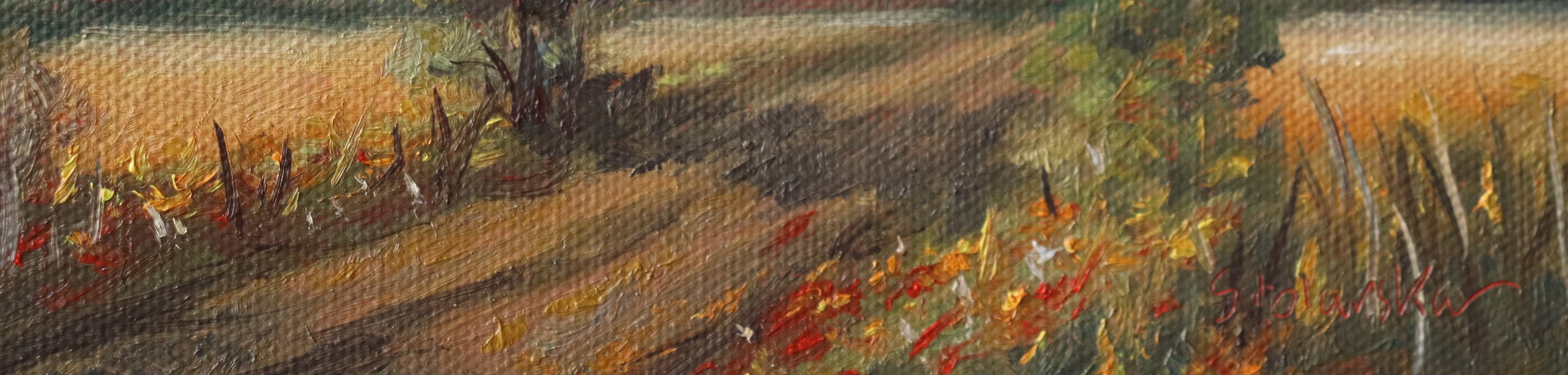 Original oil painting looking towards the east, open landscape with wide sky by Marta Stolarska Fine Art