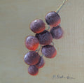 Original oil painting of juicy grapes, lush fruit still life with rich purple tones by Marta Stolarska