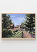 A framed landscape painting. Kenilworth Castle from the main entrance path - limited edition A3 fine art print by Marta Stolarska, based on original watercolour, 312gsm archival matt cotton paper, edition of 50, hand signed and numbered