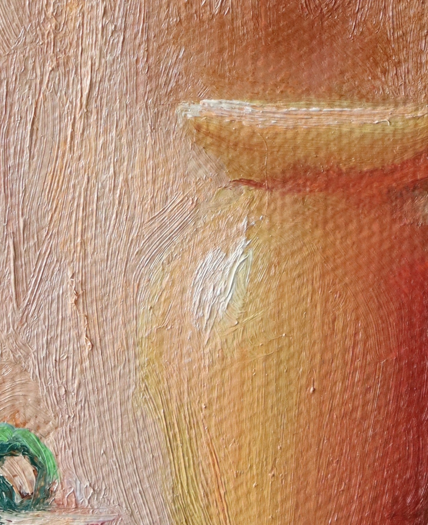 Original oil still life painting of Mediterranean pottery in warm golden light, terracotta and ceramic vessels