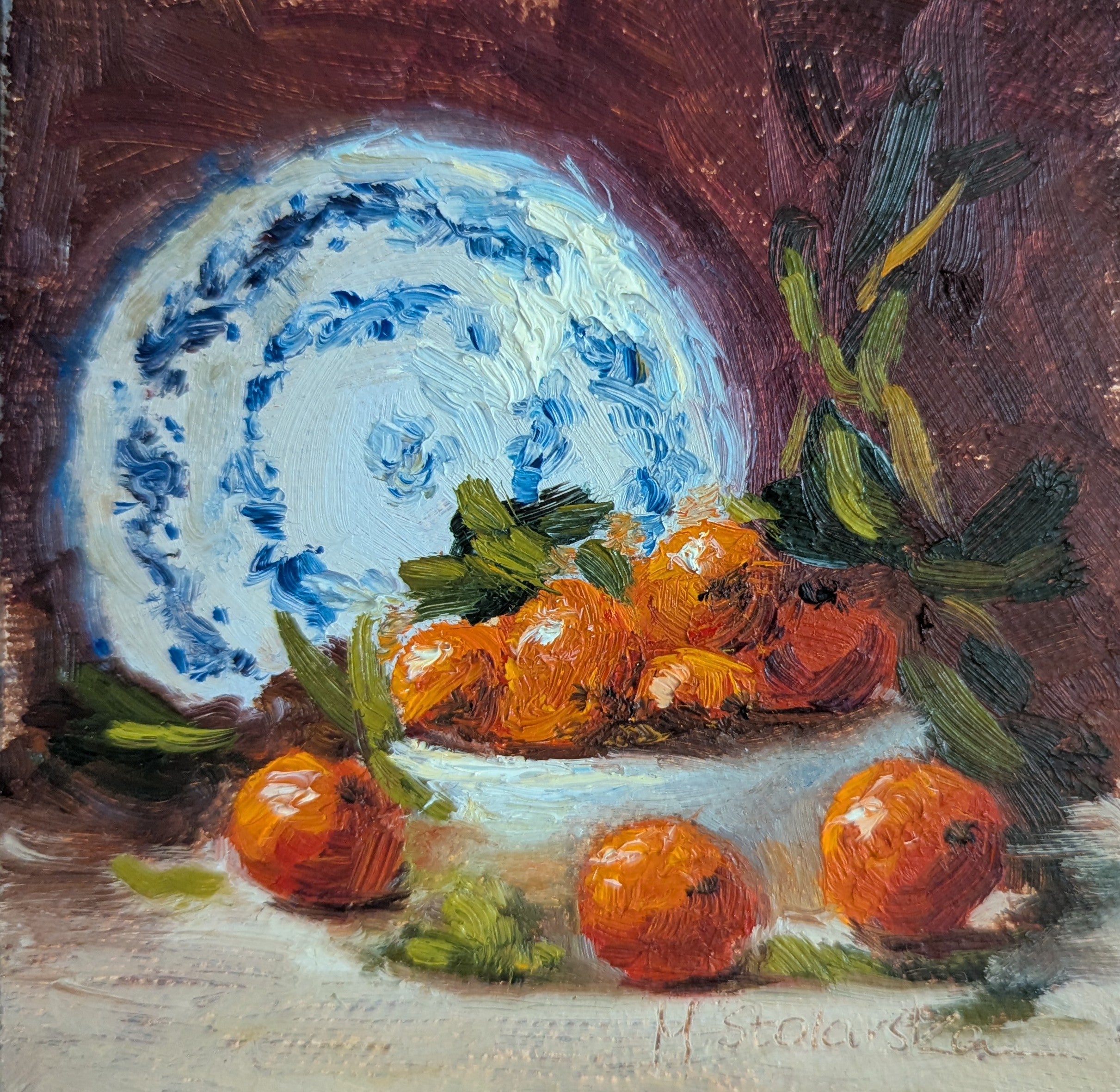 Original oil painting of Nana's china, beloved vintage crockery in a personal and tender still life