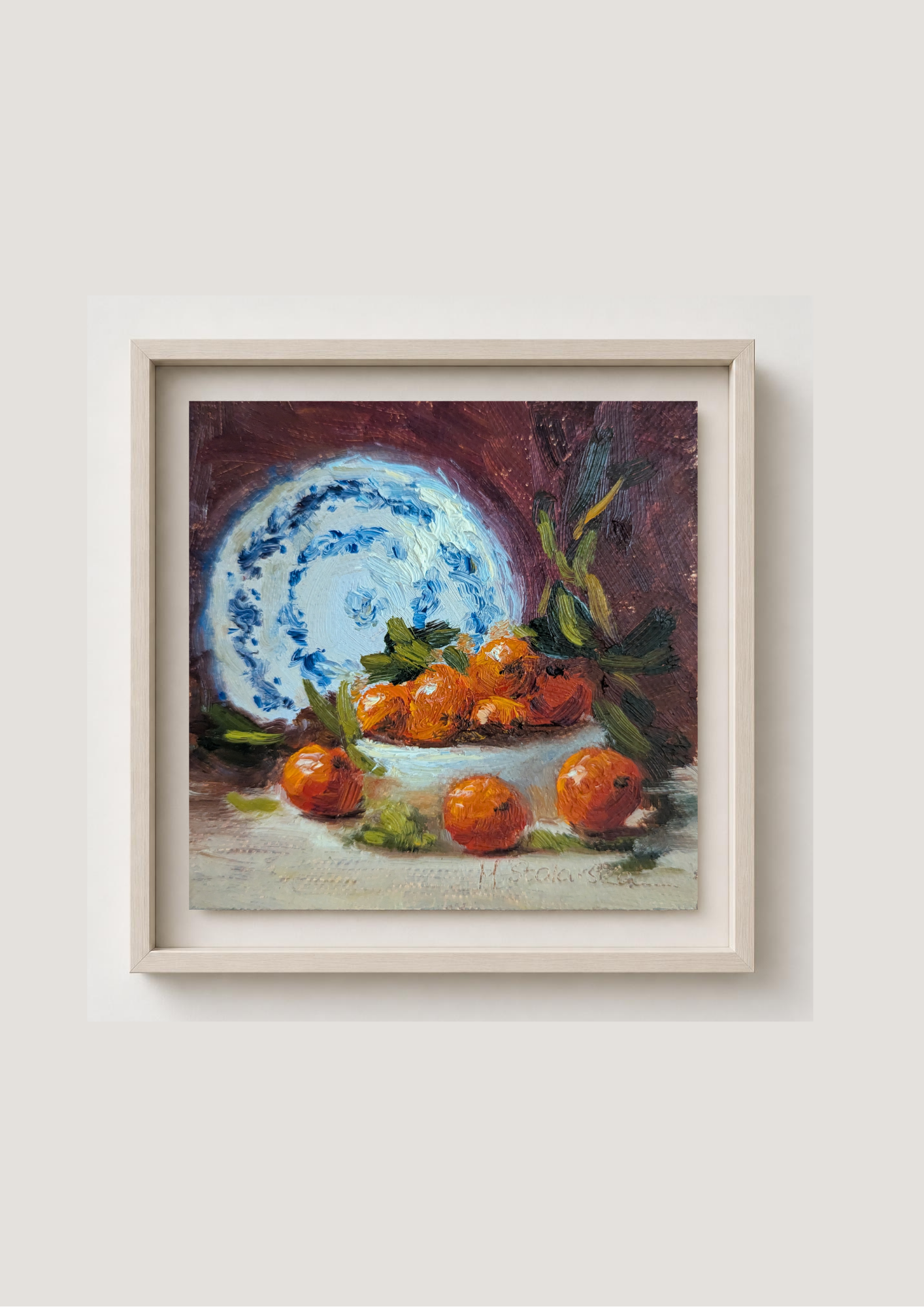 Original oil painting of Nana's china, beloved vintage crockery in a personal and tender still life