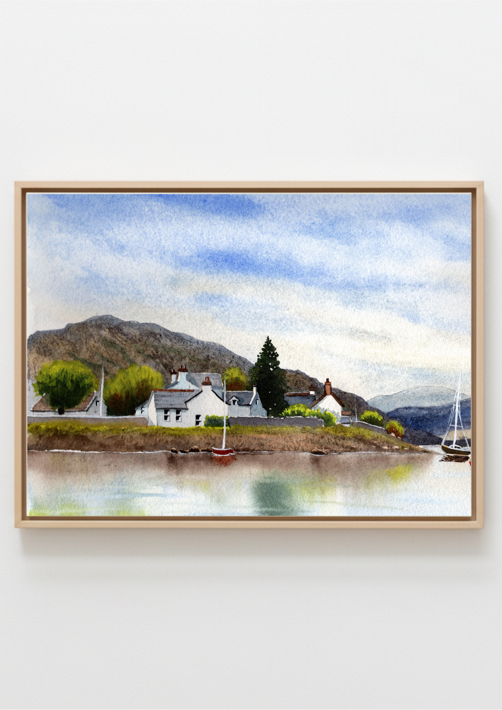 Plockton Village, Scotland - Original Watercolour, Framed