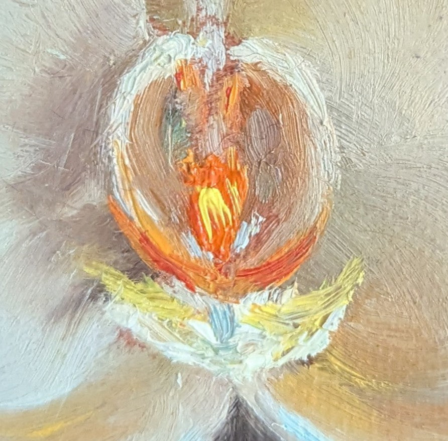 Original oil painting of a summer orchid, elegant tropical flower in a still life by Marta Stolarska