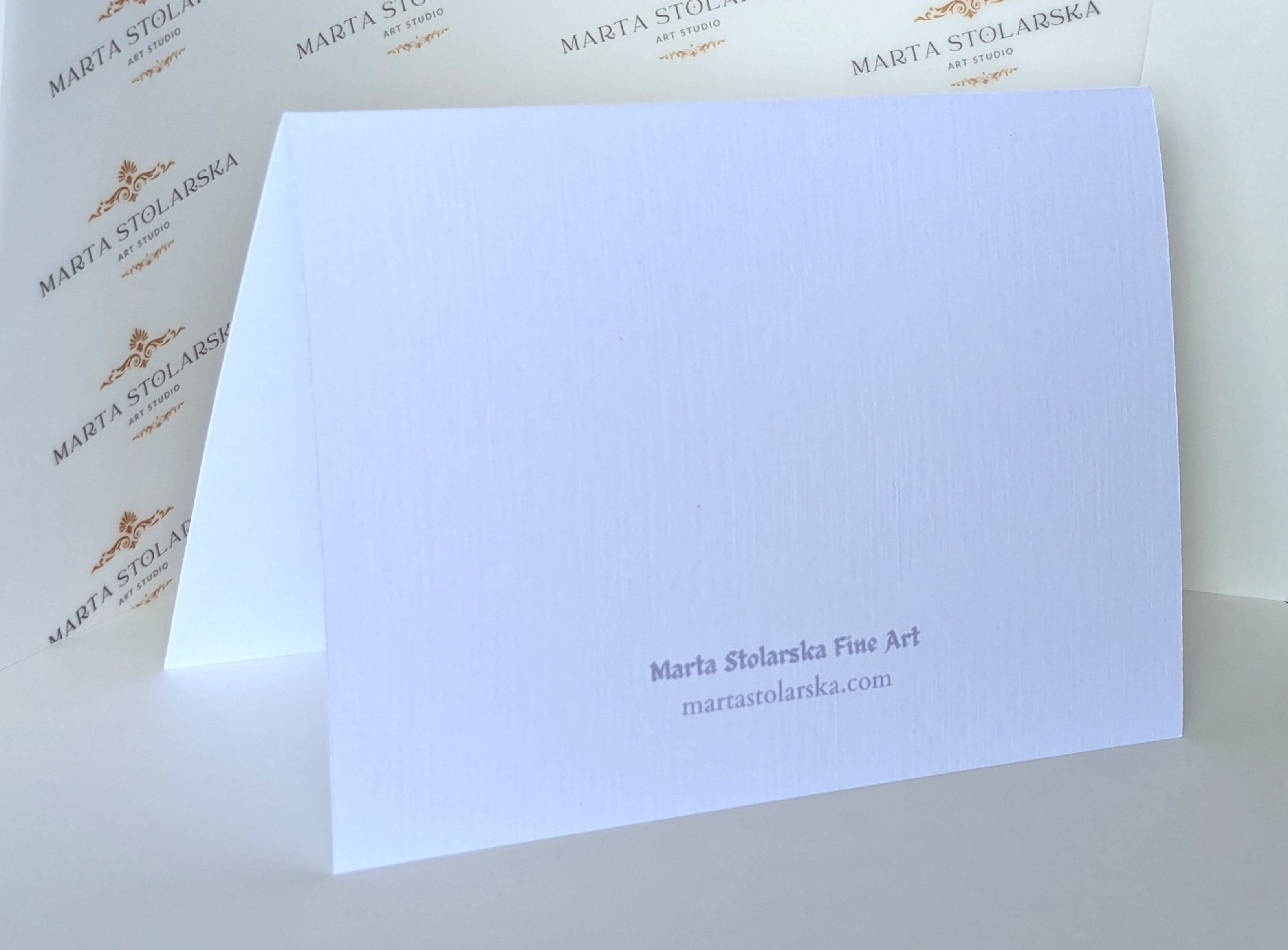 Set of fine art greeting cards featuring castle paintings by Marta Stolarska, printed on premium card