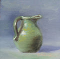 Original oil painting of a water jug, classic ceramic vessel in a simple elegant still life
