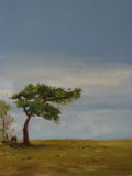 original oil painting of a single tree on a hill (waseley hill ) on the outskirts of birmingham.