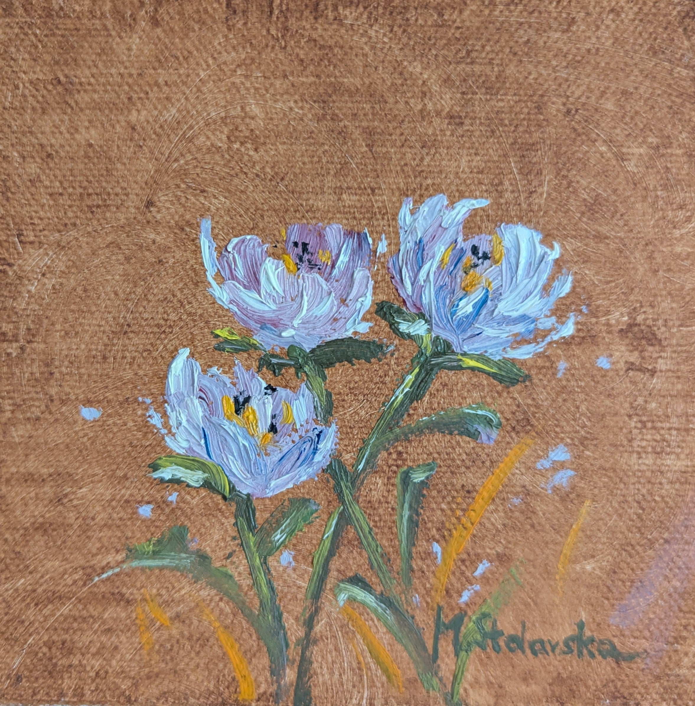Original oil painting of wildflowers, loose impressionistic floral still life by Marta Stolarska Fine Art